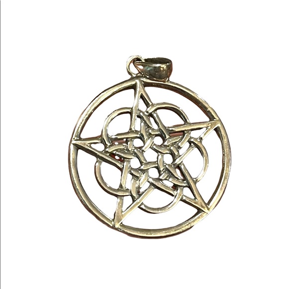 Peter Stone Sterling silver 925 Ringed star Pentacle Pentagram necklace pendant - Picture 3 of 5
